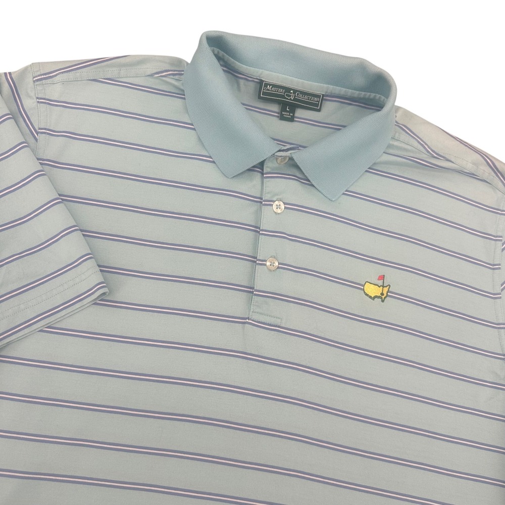 Masters Collection Mens Large Pima Cotton Striped Golf Polo Shirt Blue Purple